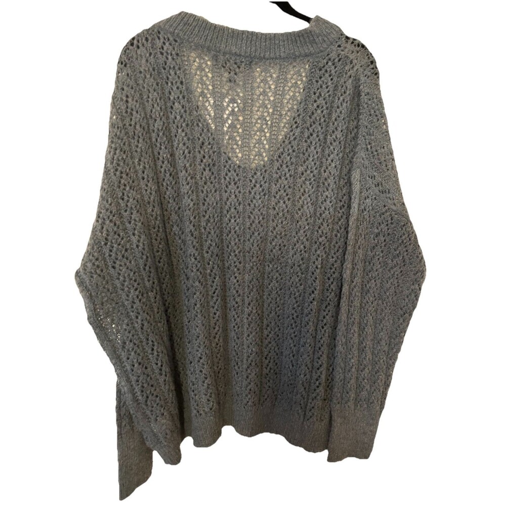 Grade  & Gather Loose Knit Denim Blue oversized Long Sleeve Sweater Size M/L NWT - Picture 3 of 5